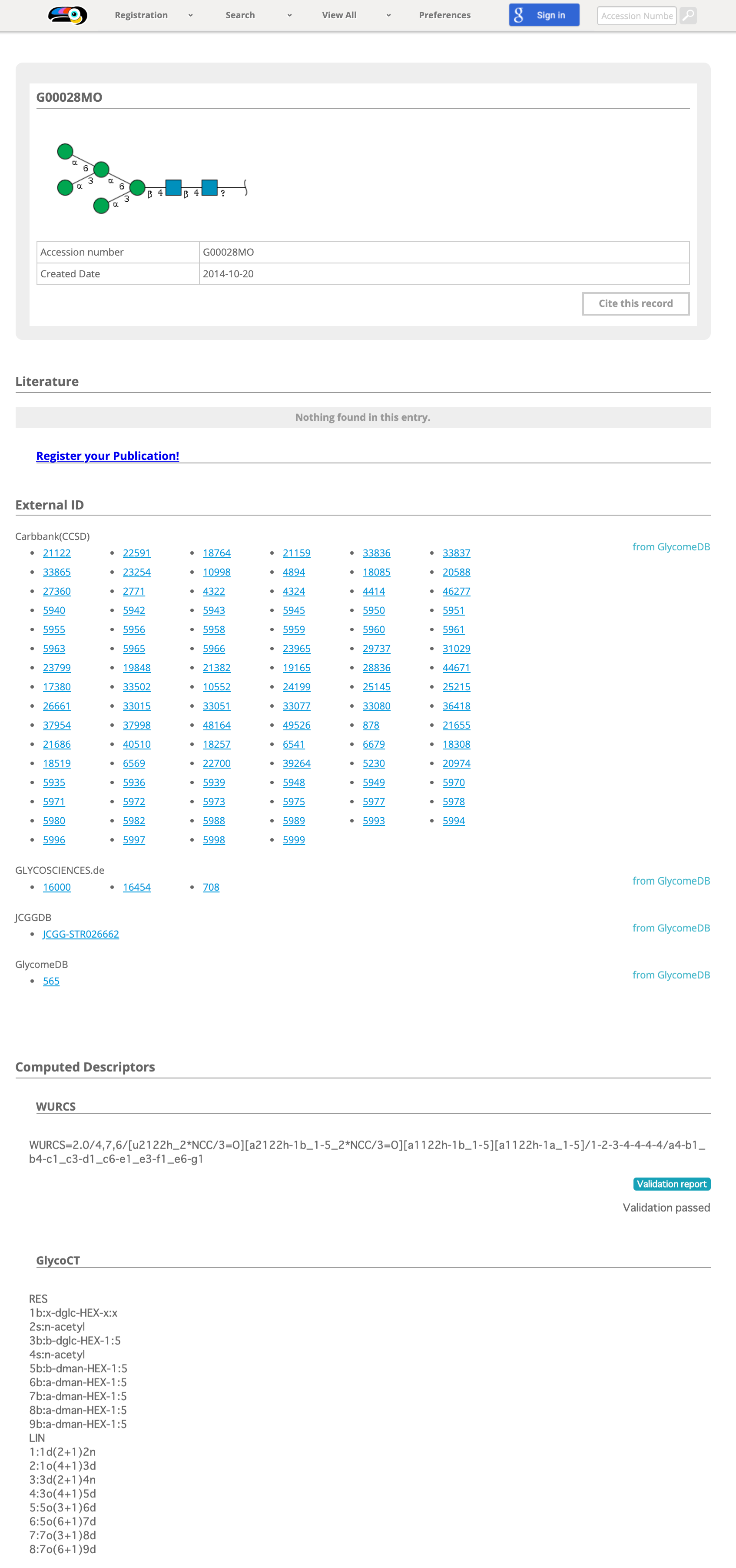 Glytoucan Graphical Interface Results