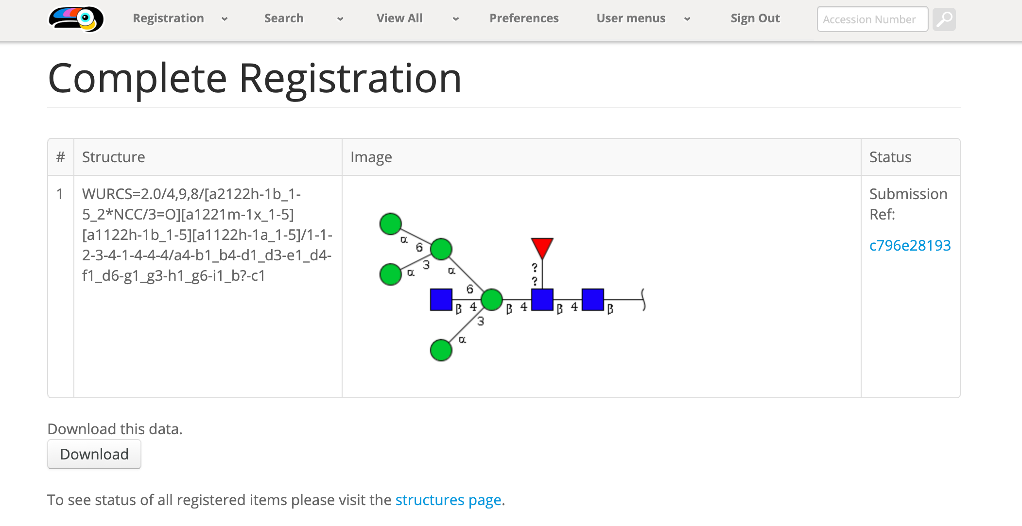 Glytoucan Registration Confirmation